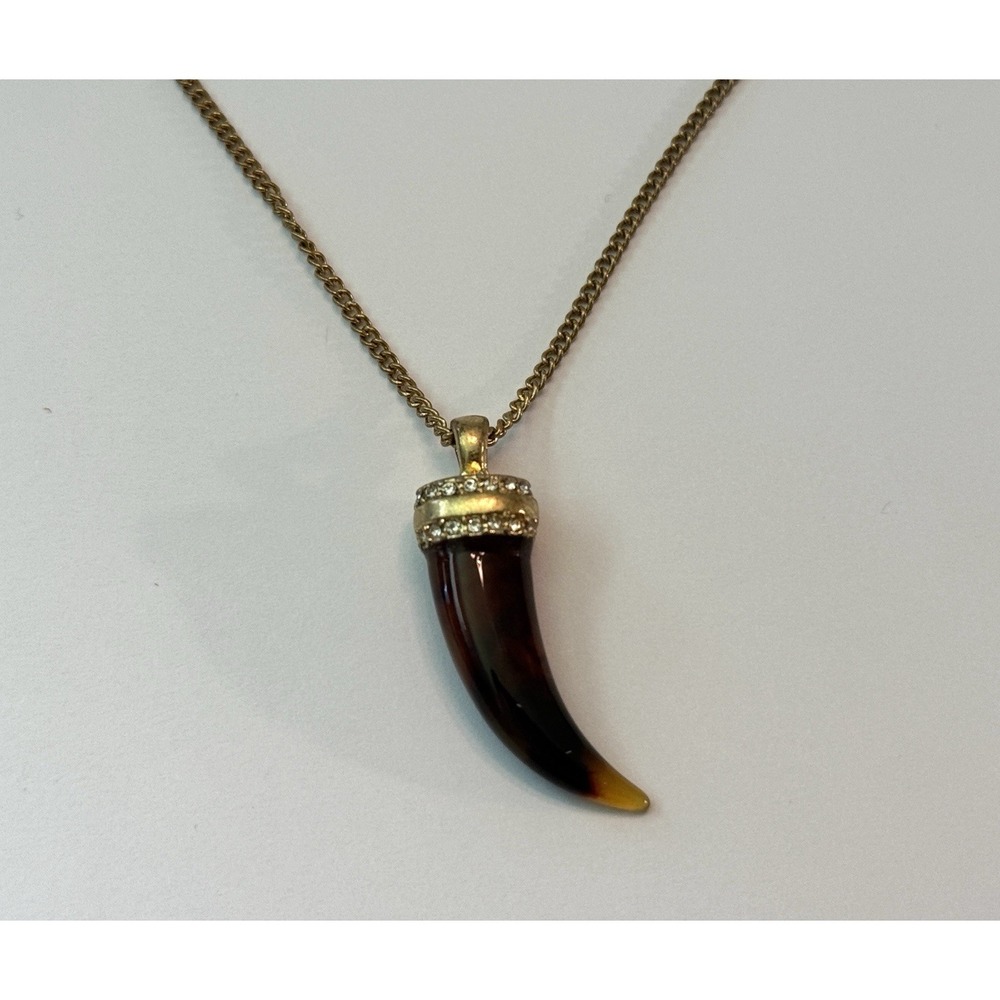 J Crew Tortoise Tooth Pendant 30" Necklace